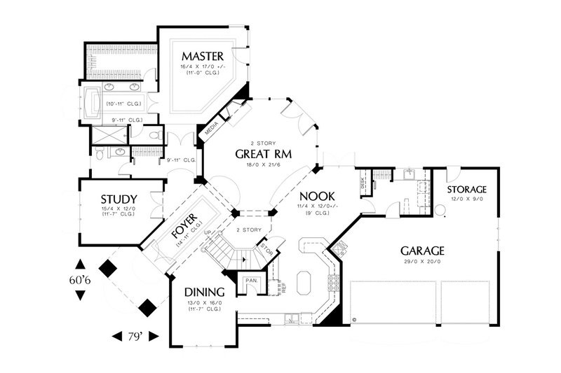 Home Plan - Floor Plan - Main Floor for Contemporary House Plan #48-346 - 4 bed, 2.5 bath