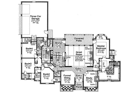 Floor Plan - Main Floor for European House Plan #310-678 - 4 bed, 3.5 bath