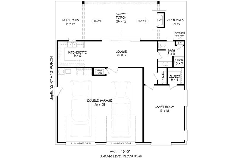 Architectural House Design - Floor Plan - Main Floor for Southern House Plan #932-1392 - 1 bed, 1 bath