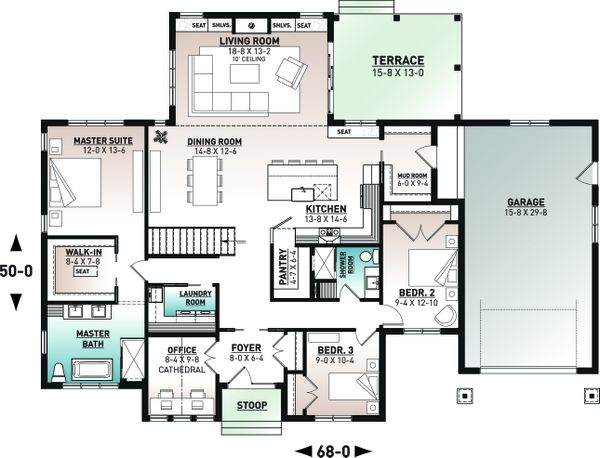 House Blueprint - Craftsman Floor Plan - Main Floor Plan #23-2745