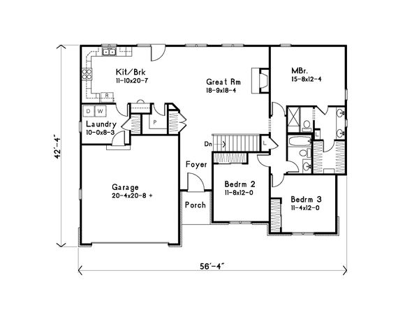 Dream House Plan - Ranch Floor Plan - Main Floor Plan #22-623