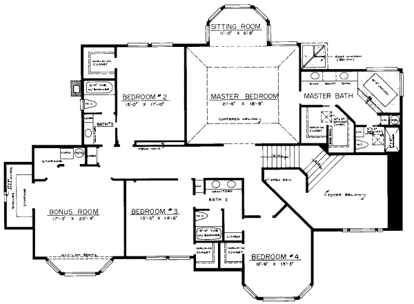 Traditional Floor Plan - Upper Floor Plan #303-432