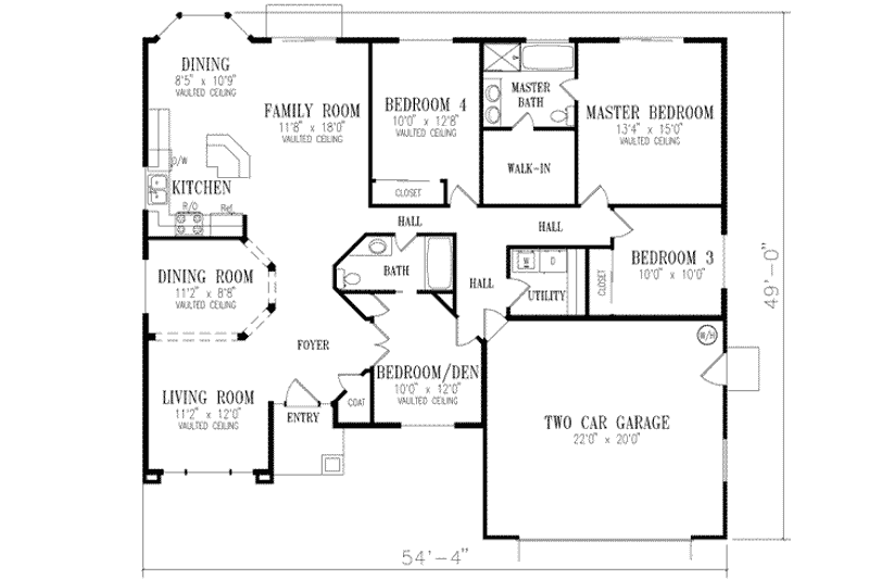 Dream House Plan - Floor Plan - Main Floor for Adobe / Southwestern House Plan #1-375 - 4 bed, 2 bath