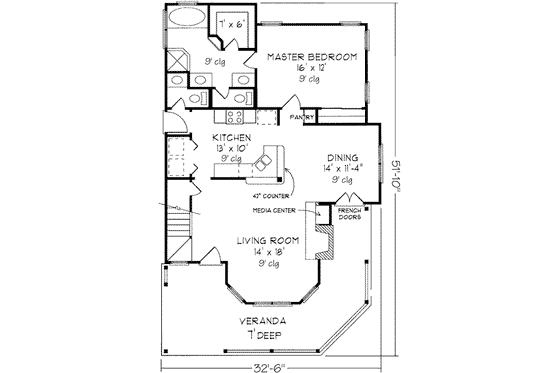 Floor Plan - Main Floor for Country House Plan #410-118 - 3 bed, 2.5 bath