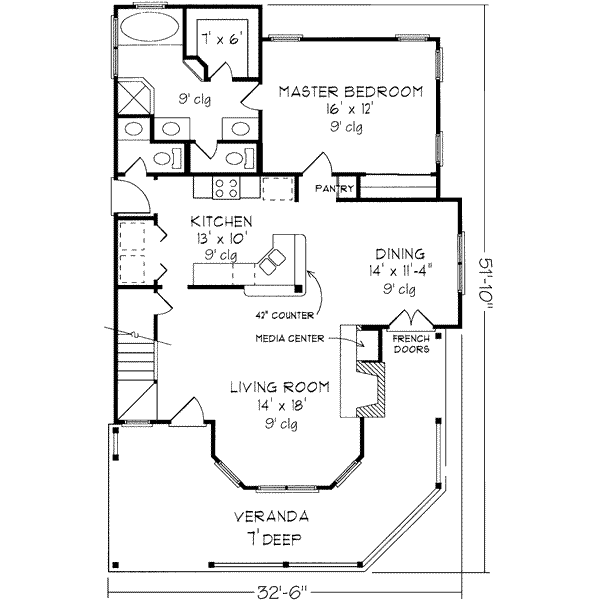 House Design - Country Floor Plan - Main Floor Plan #410-118
