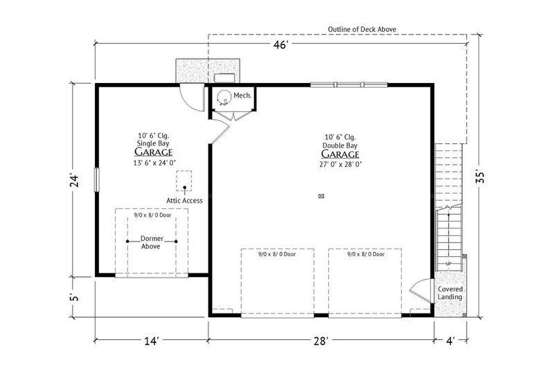 Architectural House Design - Floor Plan - Main Floor for Farmhouse House Plan #1099-10 - 1 bed, 1 bath