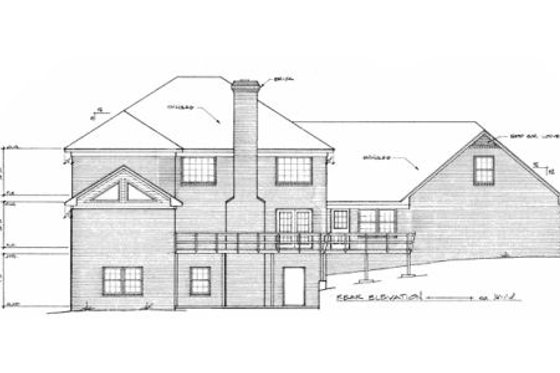 Exterior - Rear Elevation for European House Plan #10-249 - 4 bed, 2.5 bath
