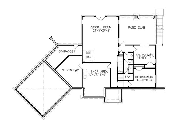 Ranch Floor Plan - Lower Floor Plan #54-476