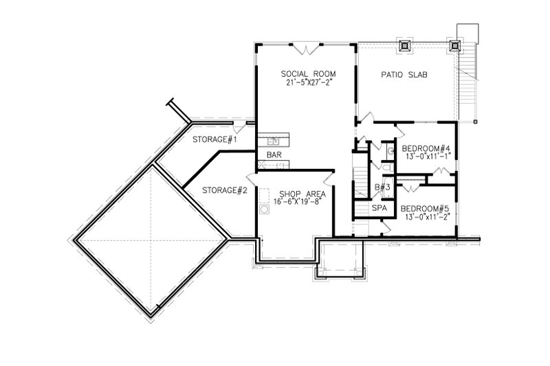 House Plan Design - Floor Plan - Lower Floor for Ranch House Plan #54-476 - 5 bed, 3 bath