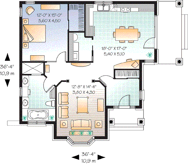 House Blueprint - Cottage Floor Plan - Main Floor Plan #23-621