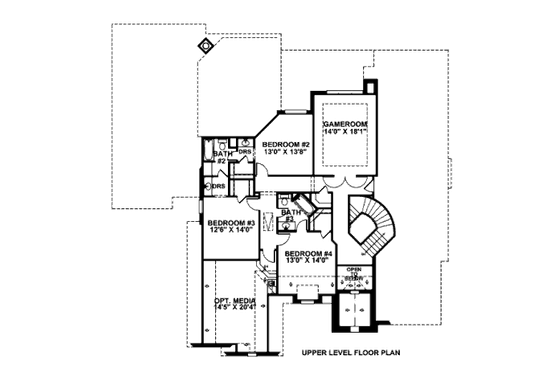 Floor Plan - Upper Floor for European House Plan #141-303 - 5 bed, 4.5 bath