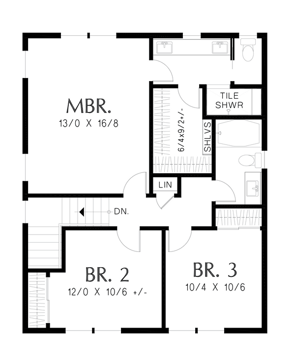 House Blueprint - Prairie Floor Plan - Upper Floor Plan #48-1062