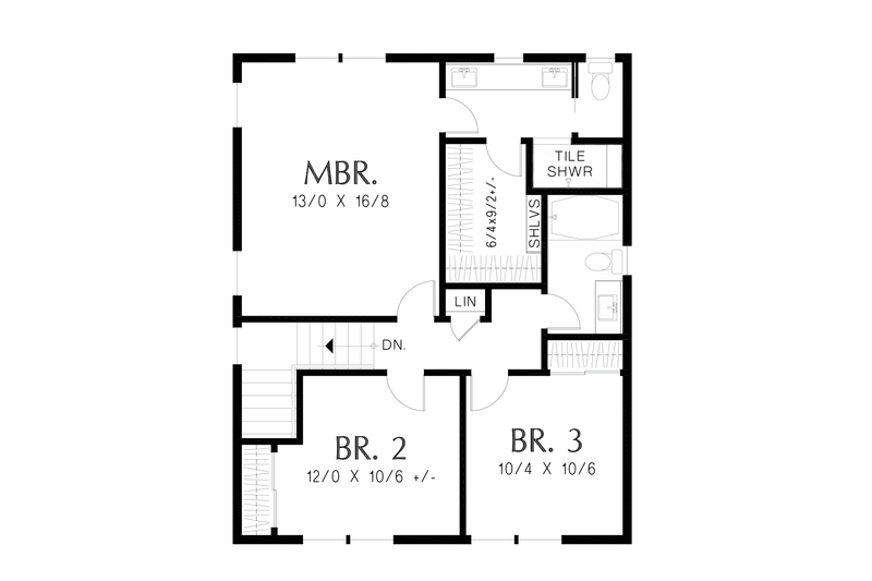 Architectural House Design - Floor Plan - Upper Floor for Prairie House Plan #48-1062 - 3 bed, 2.5 bath