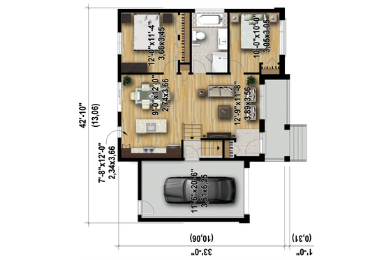 Floor Plan - Main Floor 1 for Contemporary House Plan #25-4590 - 2 bed, 1 bath