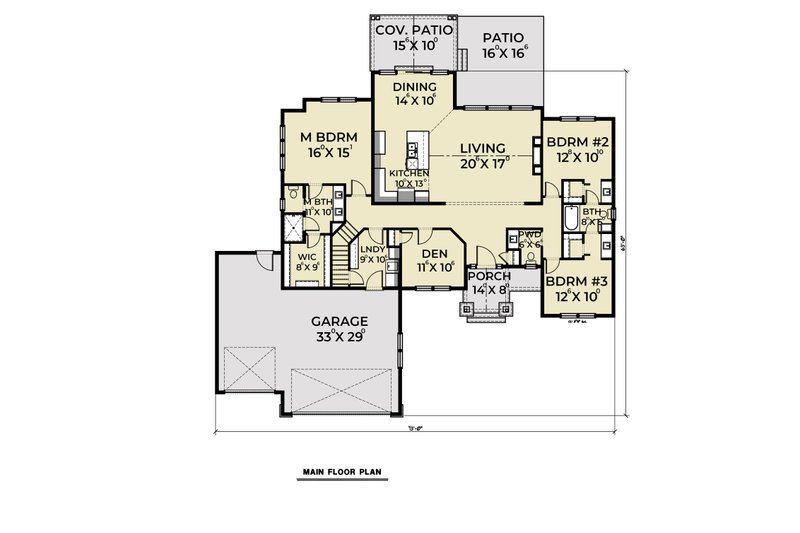 Dream House Plan - Floor Plan - Main Floor for Craftsman House Plan #1070-75 - 3 bed, 2.5 bath