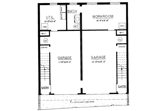Floor Plan - Lower Floor for Modern House Plan #303-202 - 2 bed, 1 bath