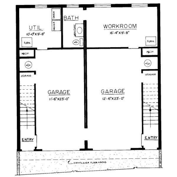 Modern Floor Plan - Lower Floor Plan #303-202