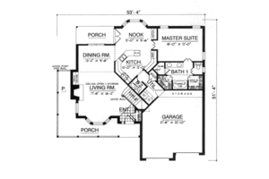 Floor Plan - Main Floor for Country House Plan #40-118 - 3 bed, 2.5 bath