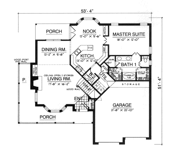 Architectural House Design - Country Floor Plan - Main Floor Plan #40-118