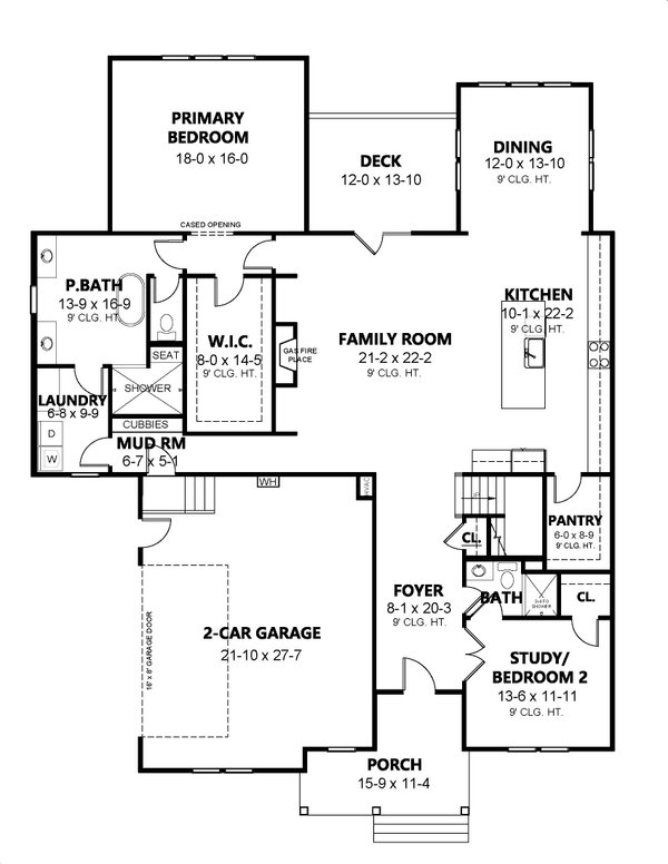 Dream House Plan - Floor Plan - Main Floor for Craftsman House Plan #1080-34 - 4 bed, 3 bath