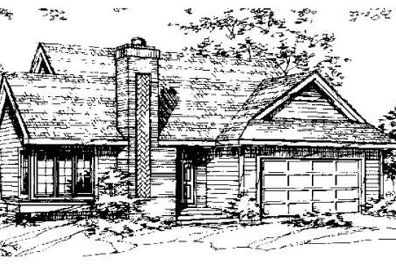 Exterior - Front Elevation for Ranch House Plan #320-311 - 2 bed, 2 bath