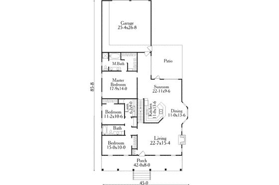 Floor Plan - Main Floor for Southern House Plan #406-254 - 3 bed, 2 bath