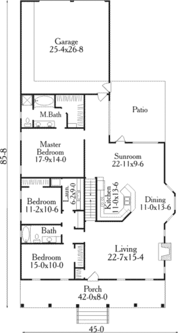 Southern Floor Plan - Main Floor Plan #406-254