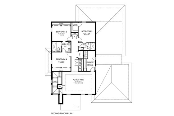 Floor Plan - Upper Floor for Contemporary House Plan #1058-180 - 4 bed, 3.5 bath