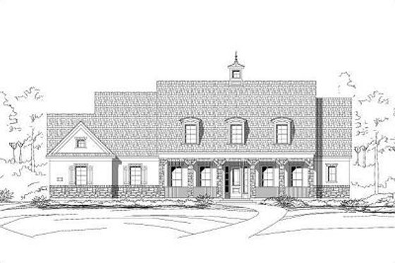 Exterior - Front Elevation for European House Plan #411-466 - 4 bed, 3.5 bath
