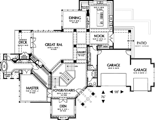 House Blueprint - Craftsman Floor Plan - Main Floor Plan #48-432