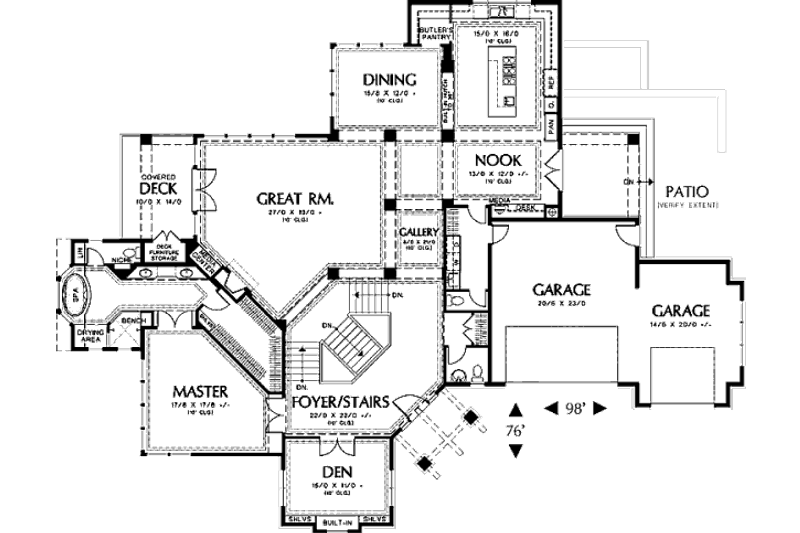 Home Plan - Floor Plan - Main Floor for Craftsman House Plan #48-432 - 4 bed, 5 bath