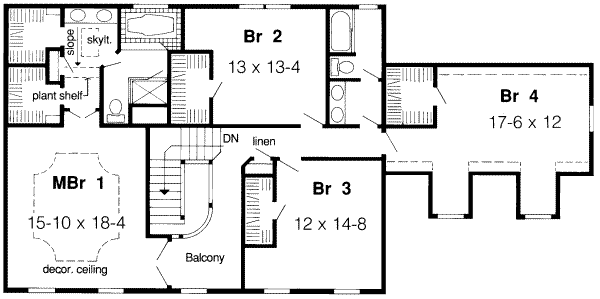 Colonial Floor Plan - Upper Floor Plan #312-303