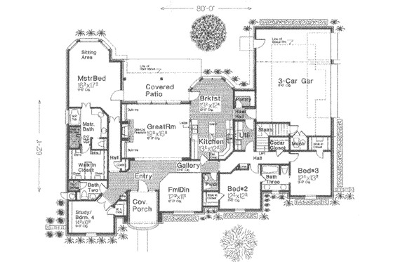 Floor Plan - Main Floor for European House Plan #310-385 - 4 bed, 3 bath