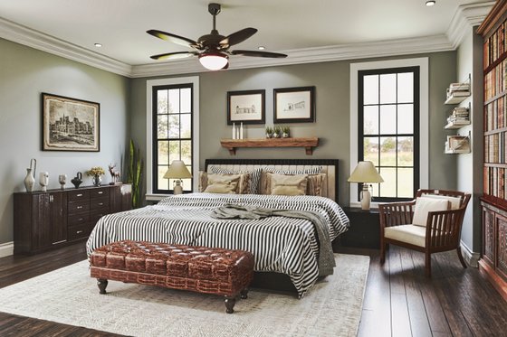 Interior - Master Bedroom 1 for Farmhouse House Plan #54-587 - 3 bed, 3.5 bath