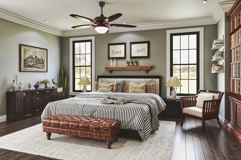 House Blueprint - Interior - Master Bedroom 1 for Farmhouse House Plan #54-587 - 3 bed, 3.5 bath