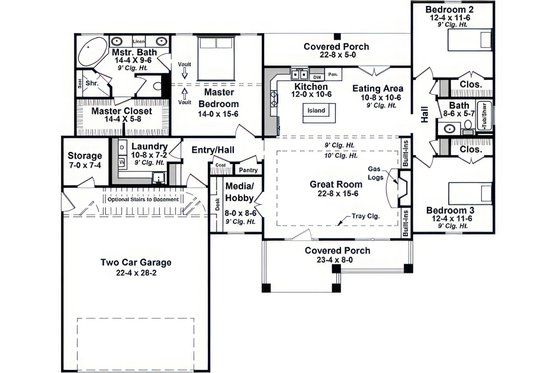 Craftsman Style House Plan - 3 Beds 2 Baths 1799 Sq/Ft Plan #21-676 ...