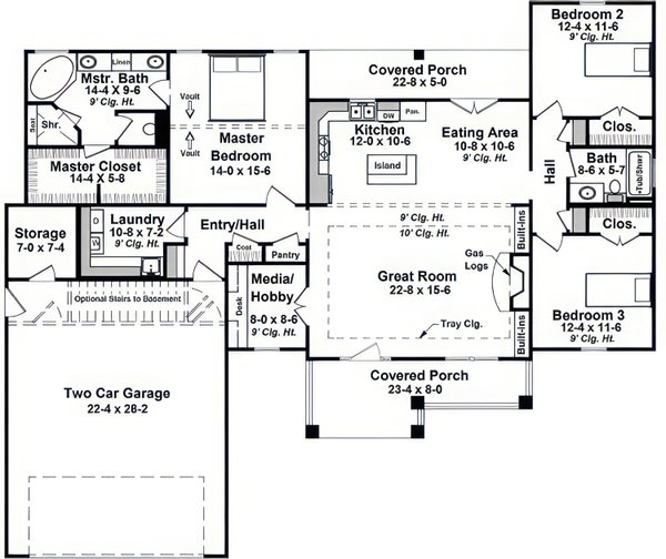 Home Plan - Floor Plan - Main Floor for Craftsman House Plan #21-676 - 3 bed, 2 bath