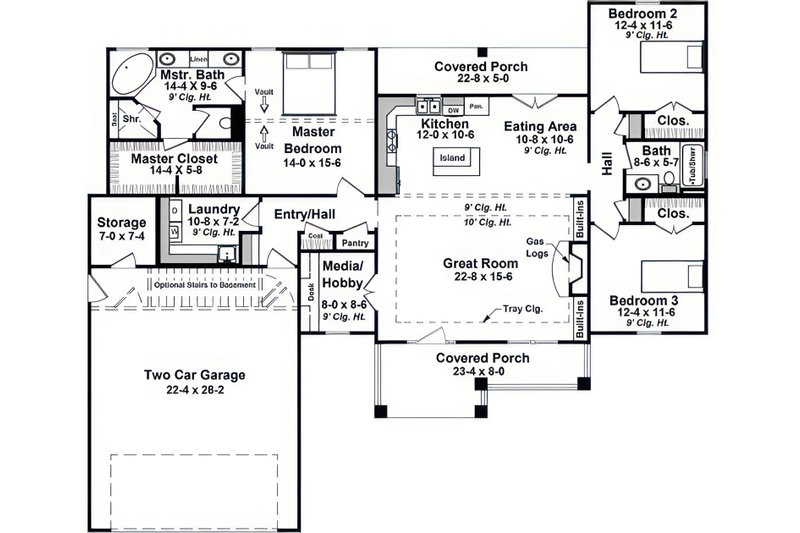 Home Plan - Floor Plan - Main Floor for Craftsman House Plan #21-676 - 3 bed, 2 bath