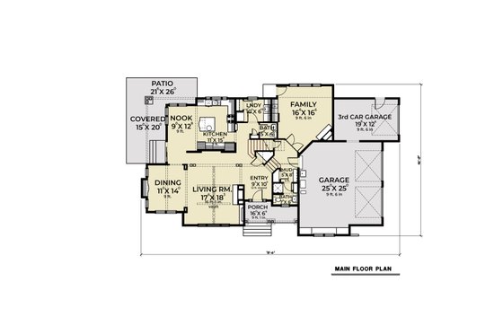 Floor Plan - Main Floor for Cottage House Plan #1070-107 - 3 bed, 3.5 bath