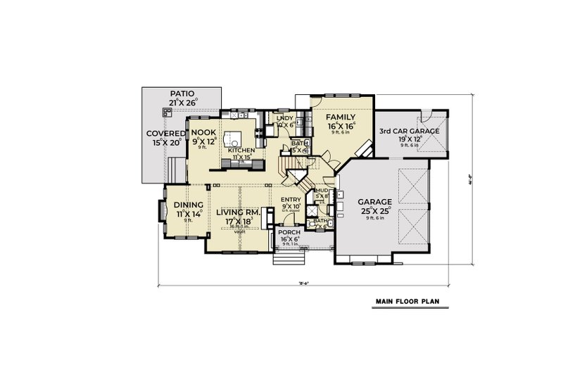 House Blueprint - Floor Plan - Main Floor for Cottage House Plan #1070-107 - 3 bed, 3.5 bath
