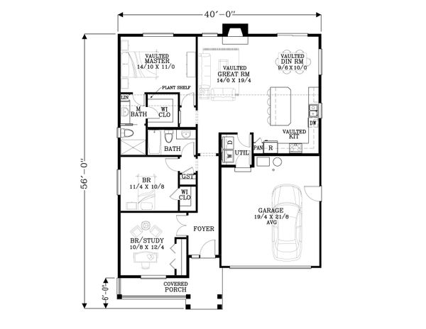 Craftsman Floor Plan - Main Floor Plan #53-568