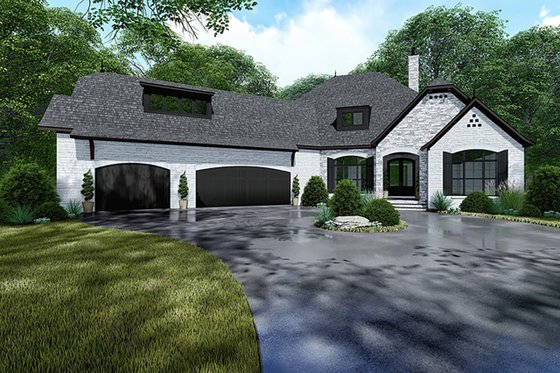 Exterior - Front Elevation 3 for European House Plan #923-139 - 4 bed, 3.5 bath