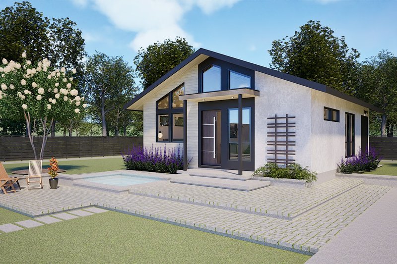 Home Plan - Exterior - Front Elevation 3 for Modern House Plan #1105-10 - 1 bed, 1 bath