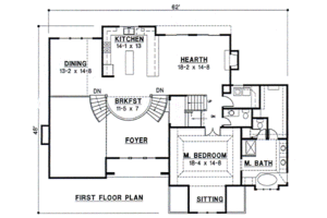 Floor Plan - Main Floor for European House Plan #67-223 - 4 bed, 3 bath