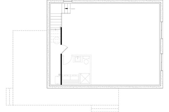 Floor Plan - Lower Floor for Cottage House Plan #23-2887 - 2 bed, 1 bath