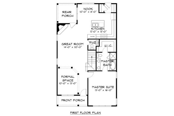 Floor Plan - Main Floor for Craftsman House Plan #413-872 - 4 bed, 3.5 bath