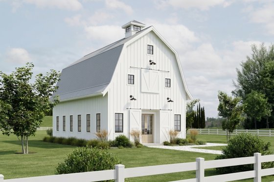 Exterior - Front Elevation 3 for Barndominium House Plan #1114-123 - 1 bed, 1 bath