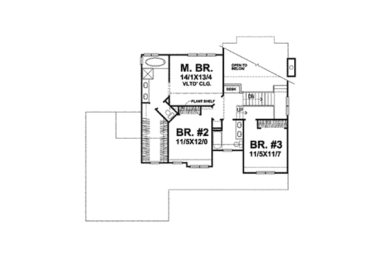 Floor Plan - Upper Floor for Traditional House Plan #50-278 - 3 bed, 2.5 bath