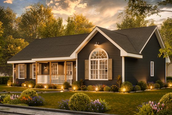 Exterior - Front Elevation 4 for Ranch House Plan #54-632 - 3 bed, 2 bath