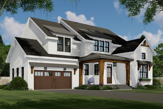 Exterior - Front Elevation 4 for Farmhouse House Plan #51-1200 - 3 bed, 2.5 bath